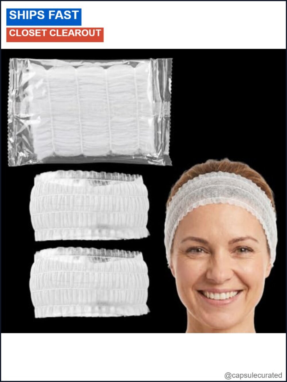 200Pcs Disposable Spa Headbands Non-Woven Elastic Hair Band Stretch Headwrap
